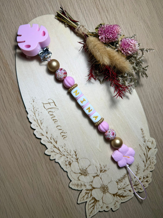 Attache tétine fleur